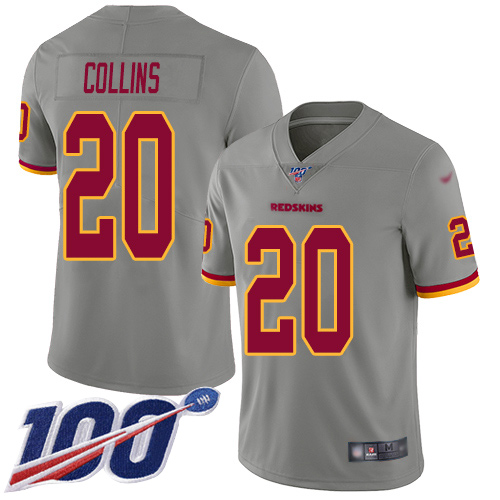 Washington Redskins Limited Gray Youth Landon Collins Jersey NFL Football #20 100th Season Inverted->youth nfl jersey->Youth Jersey